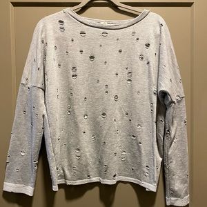 Lazy Sundays Grey Distressed Open Back Shirt